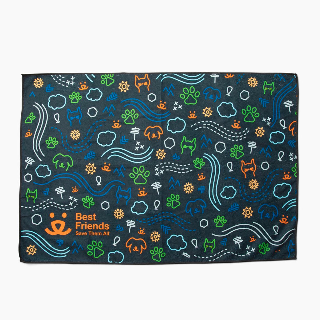 microfiber pet towel with cats dogs paw prints other designs